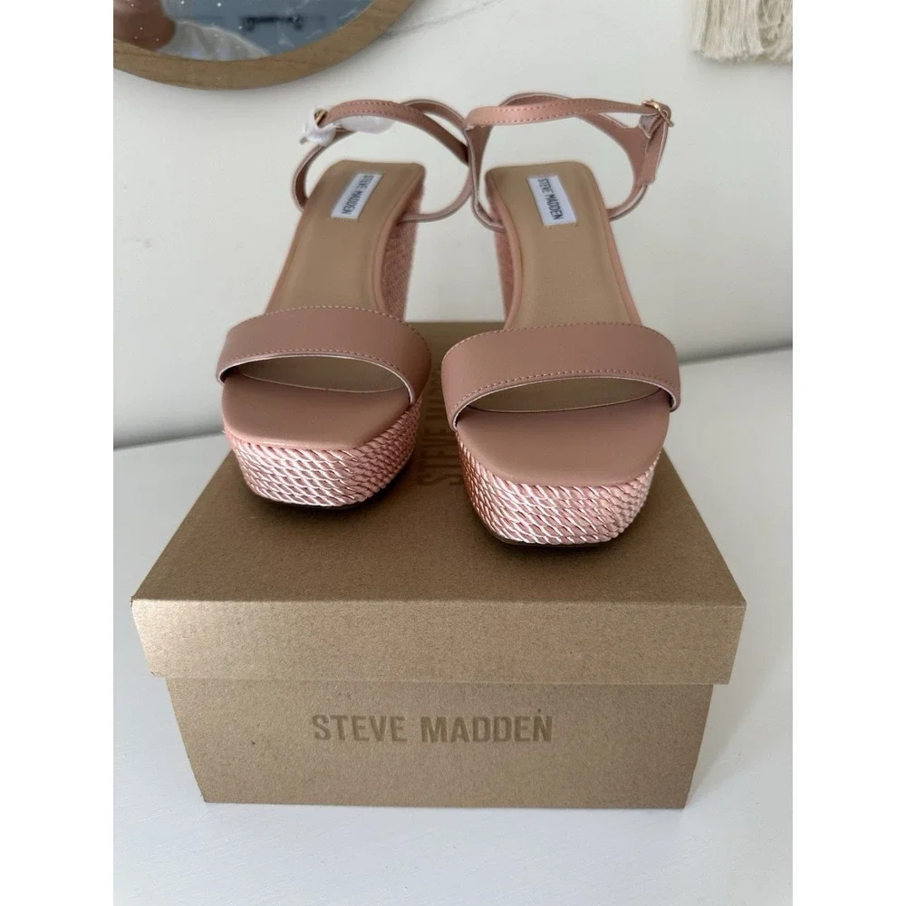 Steve Madden Wedge Sandal Pink And Tan Size 9